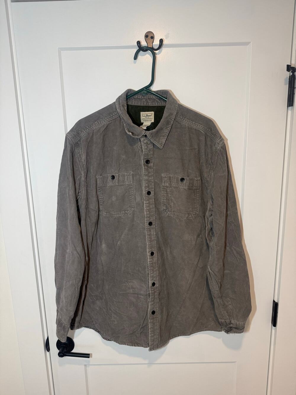 LL Bean Heavyweight Corduroy Slightly Fitted Button Up Casual Workwear Shirt L